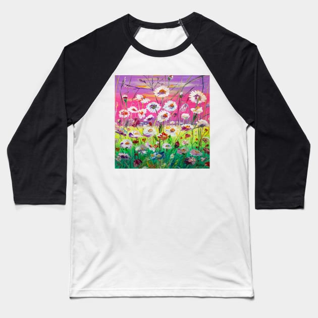 Sunset. Camomile field Baseball T-Shirt by NataliaShchip